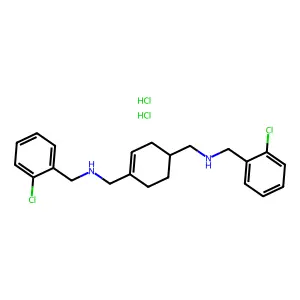 1,4-Cyclohexenebis(methylamine), N,N'-bis(o-chlorobenzyl)-, dihydrochloride structure