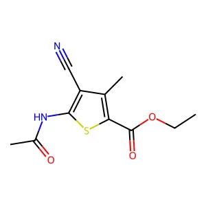 Ethyl 5-acetamido-4-cyano-3-methylthenoate structure