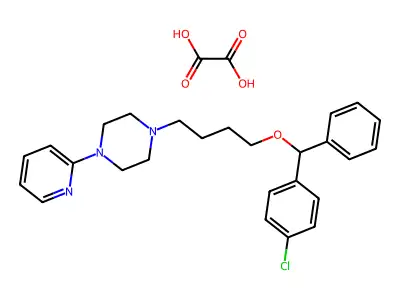 Piperazine, 1-(4-(alpha-(p-chlorophenyl)benzyloxy)butyl)-4-(2-pyridyl)-, oxalate structure