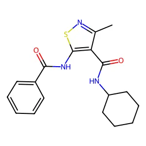 4-Isothiazolecarboxamide, 5-benzamido-N-cyclohexyl-3-methyl- structure