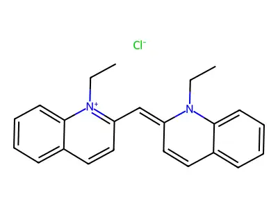 1-Ethyl-2-[(1-ethylquinolin-2(1H)-ylidene)methyl]quinolin-1-ium chloride structure