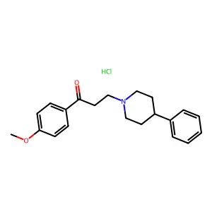 Propiophenone, 4-methoxy-beta-(phenyl-(1-piperidino))-, hydrochloride structure