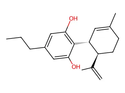 2-[(1S,6S)-6-isopropenyl-3-methyl-1-cyclohex-2-enyl]-5-propyl-benzene-1,3-diol structure
