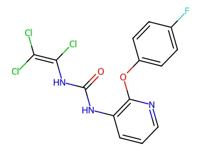 N-[2-(4-fluorophenoxy)-3-pyridyl]-N'-(1,2,2-trichlorovinyl)urea structure