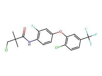 N1-{4-[2-chloro-5-(trifluoromethyl)phenoxy]-2-fluorophenyl}-3-chloro-2,2-dimethylpropanamide structure