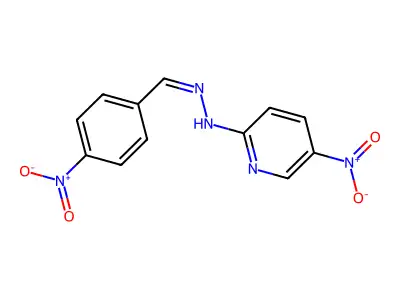 5-nitro-N-[(4-nitrophenyl)methylideneamino]pyridin-2-amine structure