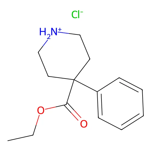Ethyl 4-phenylpiperidin-1-ium-4-carboxylate chloride structure