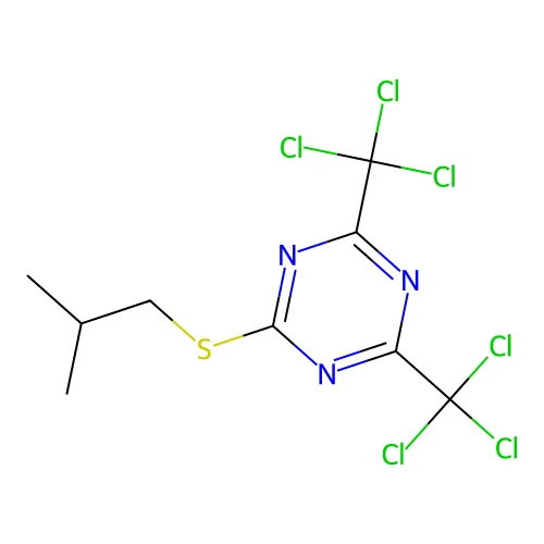 s-Triazine, 2-(isobutylthio)-4,6-bis(trichloromethyl)- structure