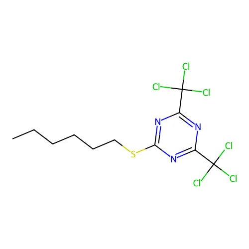 s-Triazine, 2-(hexylthio)-4,6-bis(trichloromethyl)- structure