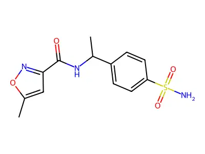 N-(1-(4-(Aminosulphonyl)phenyl)ethyl)-5-methylisoxazole-3-carboxamide structure