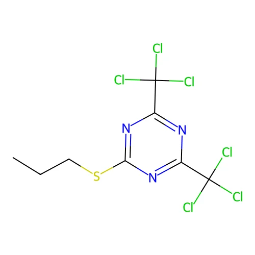 s-Triazine, 2-(propylthio)-4,6-bis(trichloromethyl)- structure
