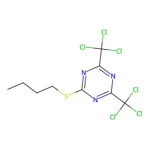 s-Triazine, 2-(butylthio)-4,6-bis(trichloromethyl)- structure