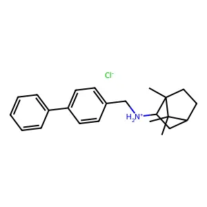 4-Biphenylmethylamine, N-2-bornyl-, hydrochloride, endo-(+-)- structure