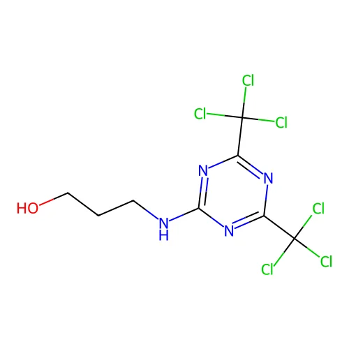 3-[[4,6-Bis(trichloromethyl)-1,3,5-triazin-2-yl]amino]propan-1-ol structure