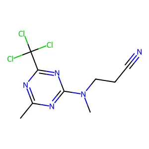 3-[Methyl-[4-methyl-6-(trichloromethyl)-1,3,5-triazin-2-yl]amino]propanenitrile structure