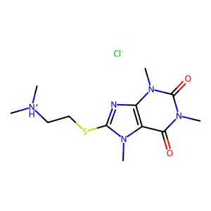 Caffeine, 8-((2-(dimethylamino)ethyl)thio)-, hydrochloride structure