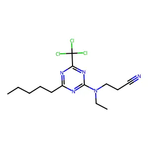 3-[Ethyl-[4-pentyl-6-(trichloromethyl)-1,3,5-triazin-2-yl]amino]propanenitrile structure