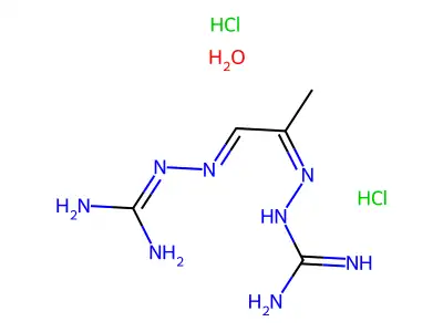 2-[1-(Diaminomethylidenehydrazinylidene)propan-2-ylideneamino]guanidine structure