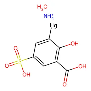 (3-Carboxy-2-hydroxy-5-sulfophenyl)hydroxymercury monoammonium salt structure