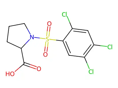 1-[(2,4,5-Trichlorophenyl)sulfonyl]-2-pyrrolidinecarboxylic acid structure