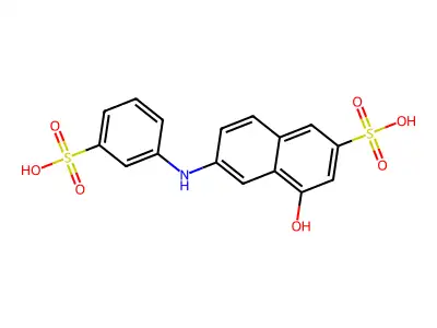 4-Hydroxy-6-(3-sulphoanilino)naphthalene-2-sulphonic acid structure