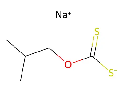 Carbonodithioic acid, O-(2-methylpropyl) ester, sodium salt (1:1) structure