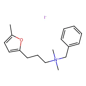 N-Benzyl-N,N-dimethyl-3-(5-methylfuran-2-yl)propan-1-aminium iodide structure
