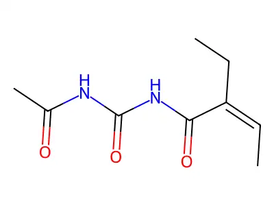 N-(acetylcarbamoyl)-2-ethylbut-2-enamide structure
