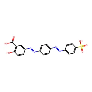 2-Hydroxy-5-(2-(4-(2-(4-sulfophenyl)diazenyl)phenyl)diazenyl)benzoic acid structure