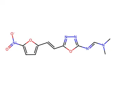 N,N-dimethyl-N'-[5-[2-(5-nitrofuran-2-yl)ethenyl]-1,3,4-oxadiazol-2-yl]methanimidamide structure