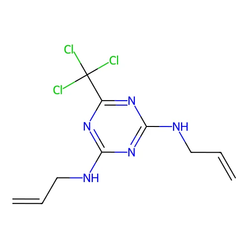 2-N,4-N-bis(prop-2-enyl)-6-(trichloromethyl)-1,3,5-triazine-2,4-diamine structure