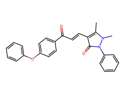 1,5-Dimethyl-4-[3-oxo-3-(4-phenoxyphenyl)prop-1-enyl]-2-phenylpyrazol-3-one structure