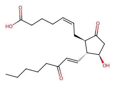 7-[3-Hydroxy-5-oxo-2-(3-oxooct-1-enyl)cyclopentyl]hept-5-enoic acid structure