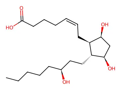 7-[3,5-Dihydroxy-2-(3-hydroxyoctyl)cyclopentyl]hept-5-enoic acid structure