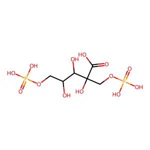 D-Ribonic acid, 2-C-((phosphonooxy)methyl)-, 5-(dihydrogen phosphate) structure
