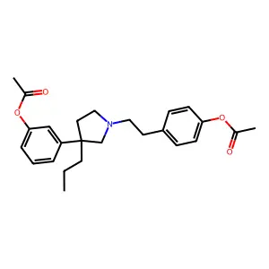 3-(p-Acetyloxyphenethyl-3-propyl-3-pyrrolidinyl)phenol acetate structure