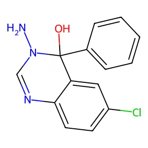 3-Amino-6-chloro-3,4-dihydro-4-phenylquinazolin-4-ol structure