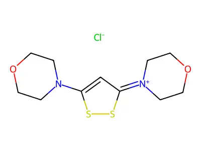 1,2-Dithiol-1-ium, 3,5-dimorpholino-, chloride structure