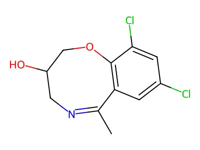 3,4-Dihydro-3-hydroxy-8,10-dichloro-6-methyl-1,5-benzoxazocine structure