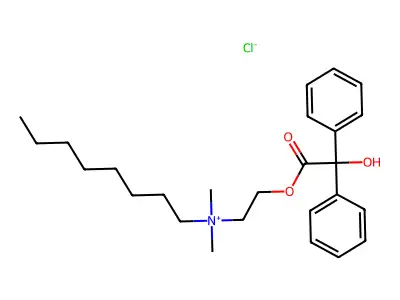 Ammonium, dimethyl(2-hydroxyethyl)octyl-, chloride, benzilate structure