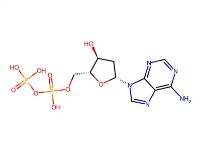 (5-(6-Aminopurin-9-yl)-3-hydroxyoxolan-2-yl)methyl phosphono hydrogen phosphate structure