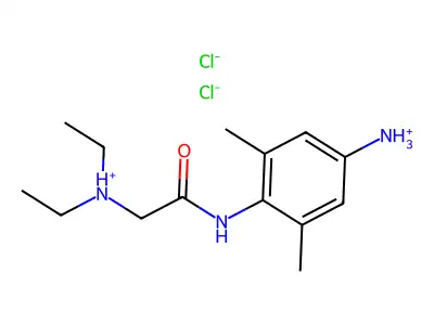2',6'-Acetoxylidide, 4'-amino-2-(diethylamino)-, dihydrochloride, hydrate structure
