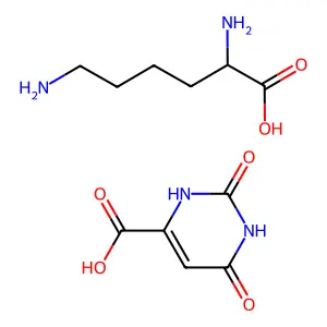 L-Lysine mono(1,2,3,6-tetrahydro-2,6-dioxopyrimidine-4-carboxylate) structure