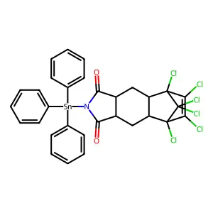 1,11,12,13,14,14-Hexachloro-6-triphenylstannyl-6-azatetracyclo[9.2.1.02,10.04,8]tetradec-12-ene-5,7-dione structure