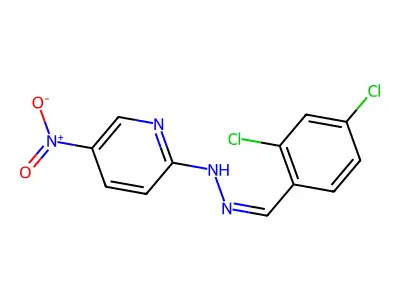 Benzaldehyde,2,4-dichloro-, 2-(5-nitro-2-pyridinyl)hydrazone structure