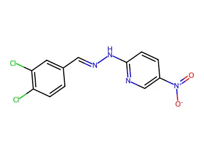 N-[(3,4-dichlorophenyl)methylideneamino]-5-nitropyridin-2-amine structure