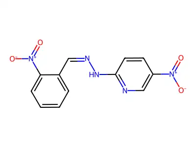 5-nitro-N-[(2-nitrophenyl)methylideneamino]pyridin-2-amine structure