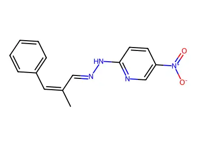 N-[(2-methyl-3-phenylprop-2-enylidene)amino]-5-nitropyridin-2-amine structure
