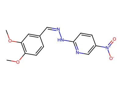 N-[(3,4-dimethoxyphenyl)methylideneamino]-5-nitropyridin-2-amine structure