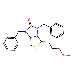 (3aS,6aR)-1,3-Dibenzyl-4-(3-methoxypropylidene)tetrahydro-1H-thieno[3,4-d]imidazol-2(3H)-one structure